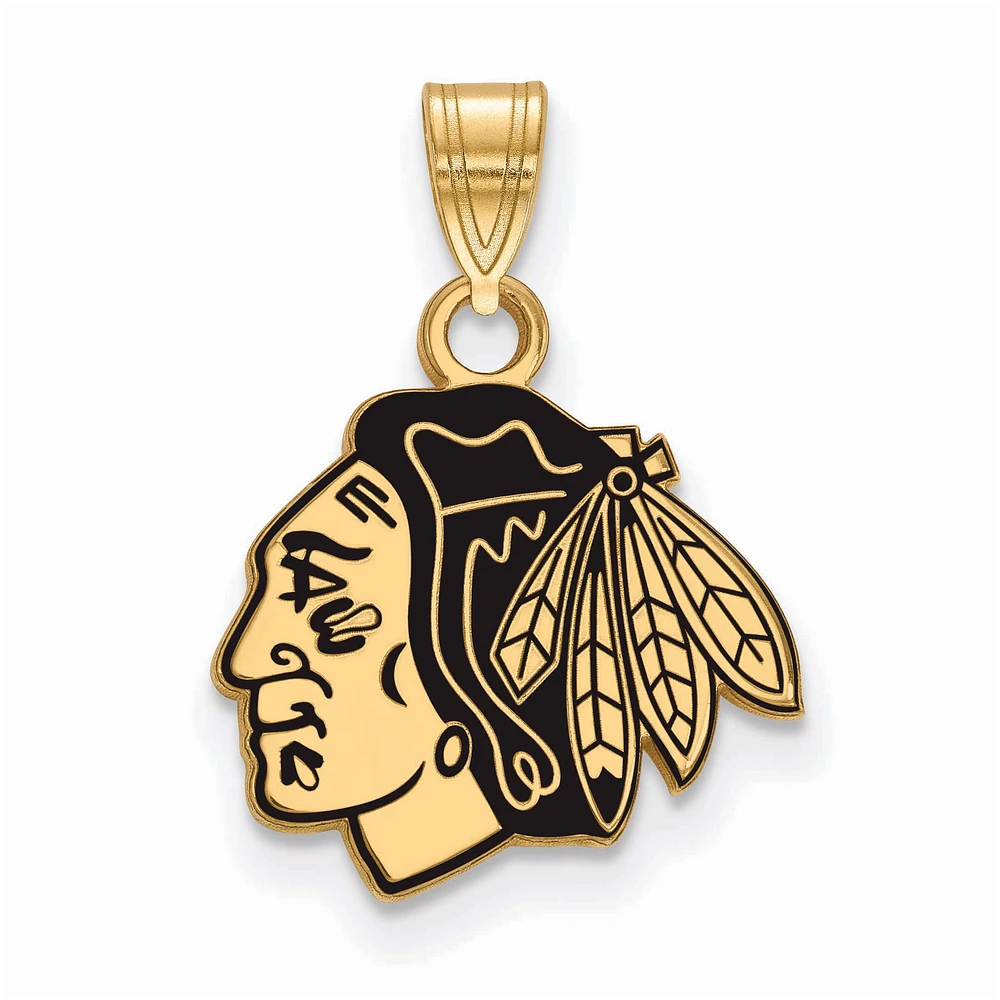 Women's Chicago Blackhawks Gold Plated Small Enamel Pendant