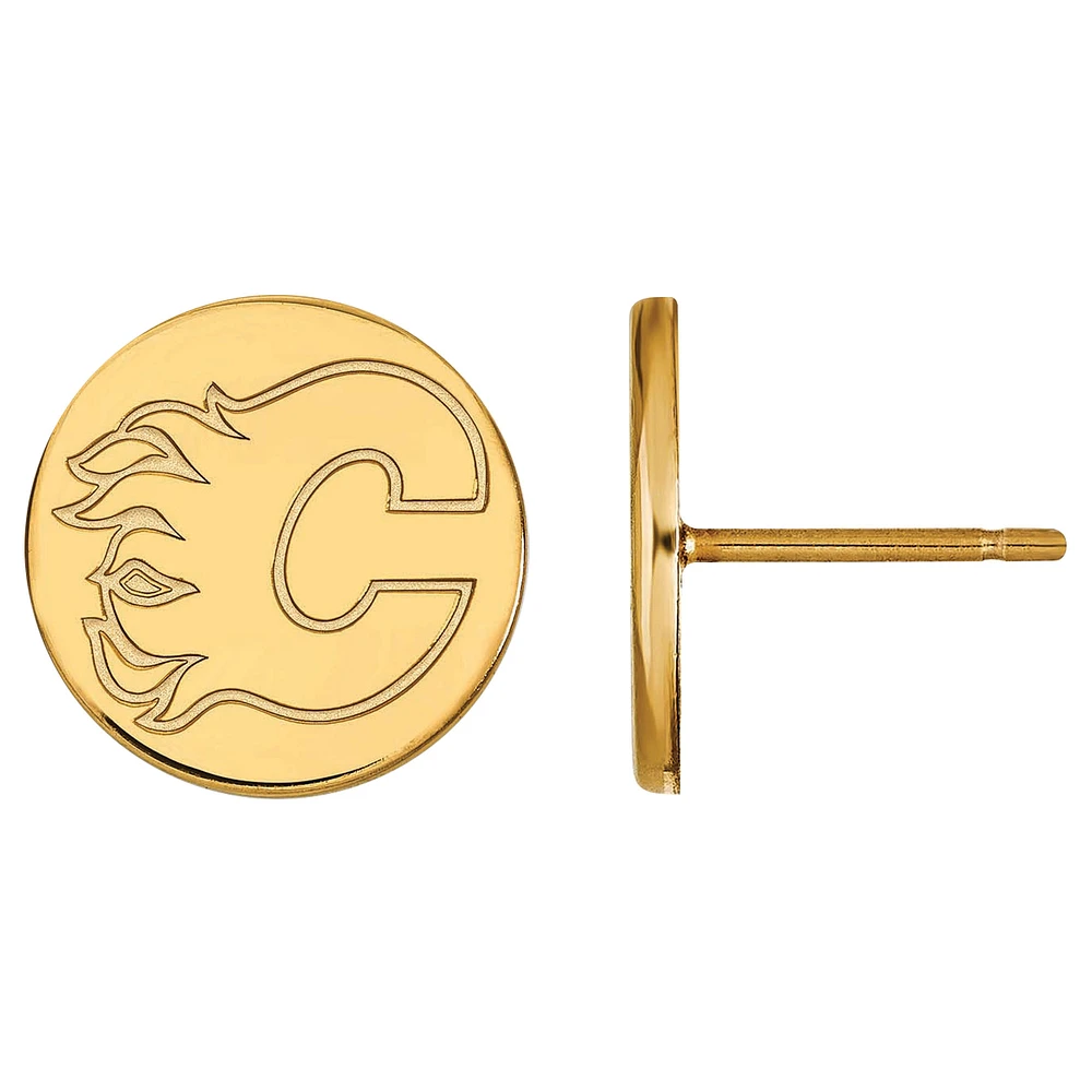 Women's Calgary Flames Gold Plated XS Post Earrings