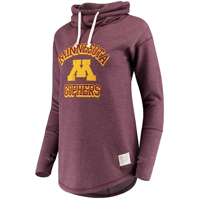 Women's Original Retro Brand Maroon Minnesota Golden Gophers Funnel Neck Pullover Sweatshirt