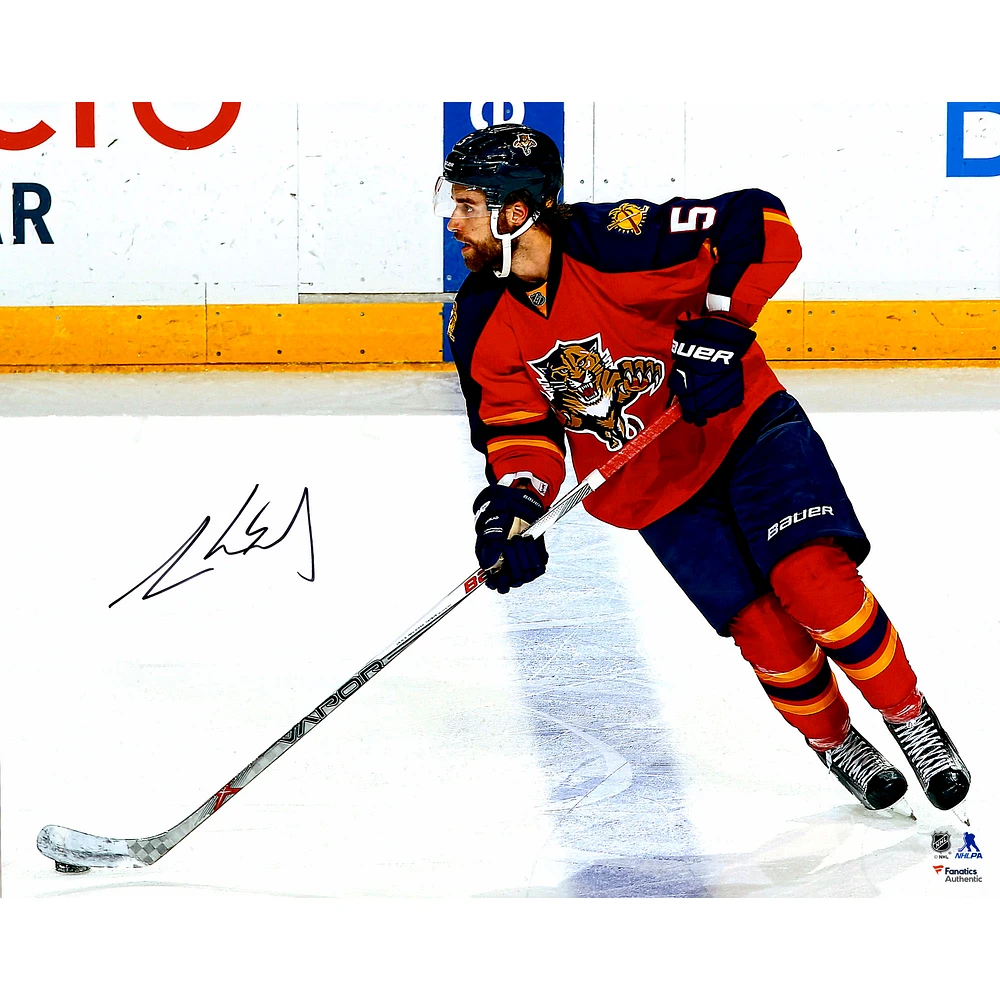 Aaron Ekblad Florida Panthers Autographed 16" x 20" Red Jersey Skating Photograph