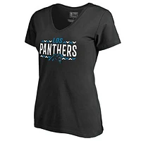 Women's Black Carolina Panthers Arriba V-Neck T-Shirt