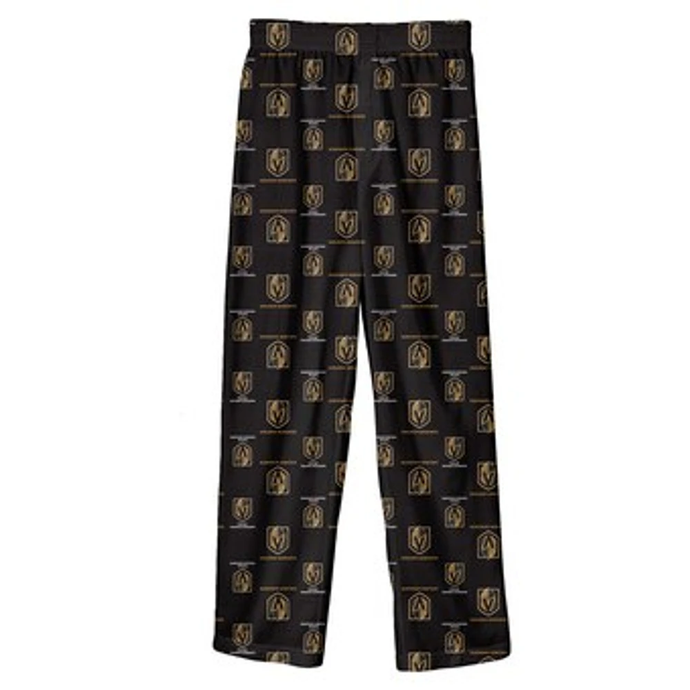 Youth Black Vegas Golden Knights Team Logo Printed Pajama Pants