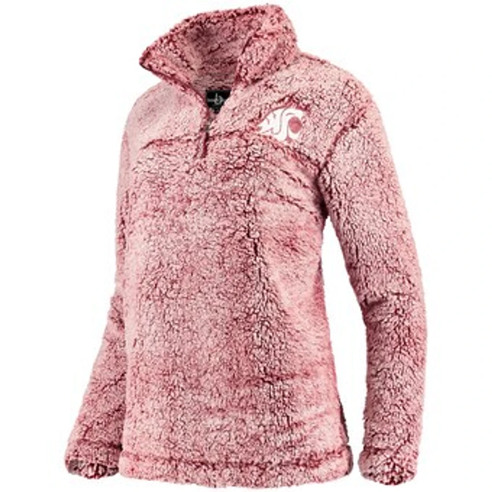 Women's Crimson Washington State Cougars Sherpa Super Soft Quarter Zip Pullover Jacket