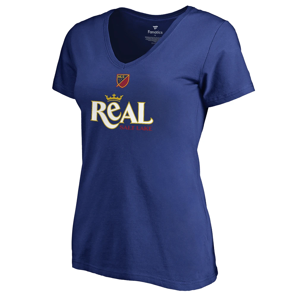 Women's Royal Real Salt Lake Shielded V-Neck T-Shirt