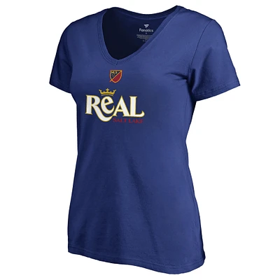Women's Royal Real Salt Lake Shielded V-Neck T-Shirt