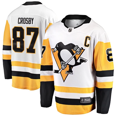 Men's Fanatics Sidney Crosby White Pittsburgh Penguins Captain Away Premier Breakaway Player Jersey