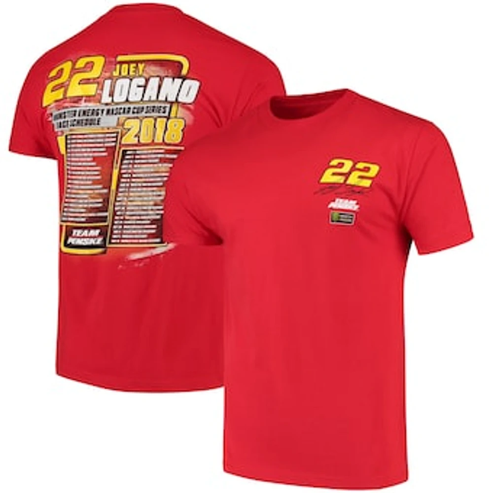 Men's Team Penske Red Joey Logano 2018 Monster Energy NASCAR Cup Series Race Schedule T-Shirt