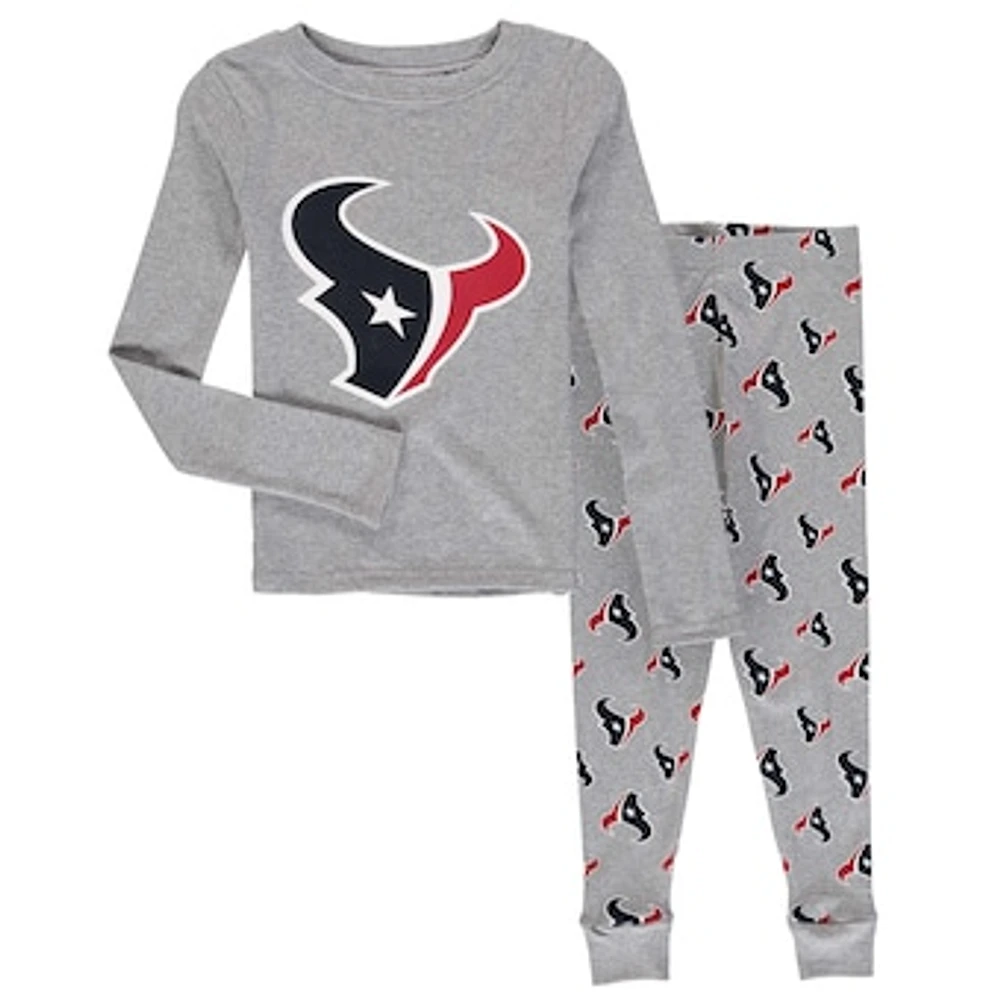 Preschool Heathered Gray Houston Texans Long Sleeve T-Shirt & Pants Sleep Set