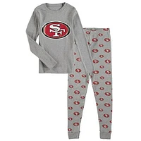 Youth Heathered Gray San Francisco 49ers Long Sleeve T-Shirt & Pants Sleep Set