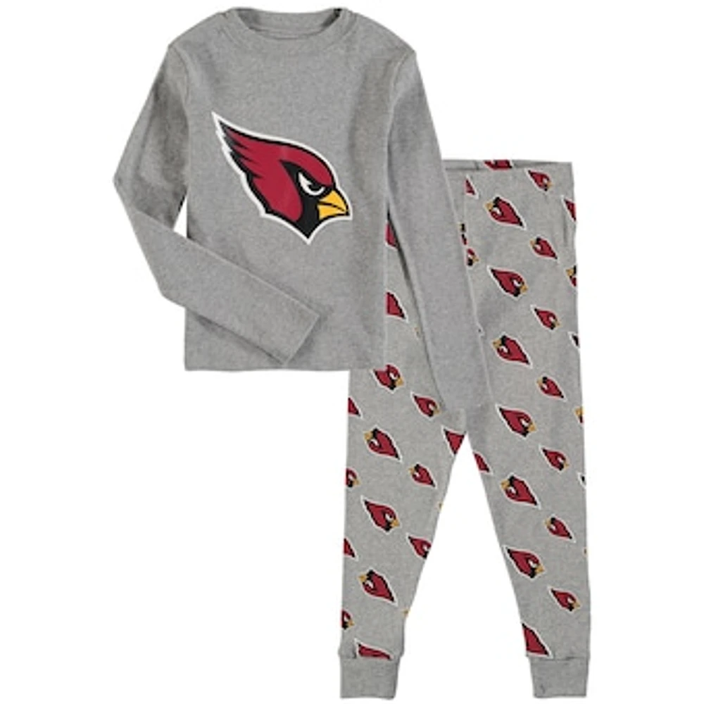 Youth Heathered Gray Arizona Cardinals Long Sleeve T-Shirt & Pants Sleep Set