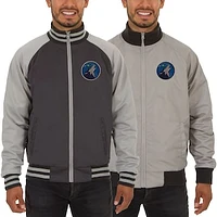 Men's JH Design Gray Minnesota Timberwolves Reversible Track Jacket