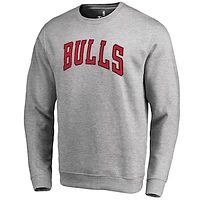 Men's Heathered Gray Chicago Bulls Wordmark Pullover Sweatshirt
