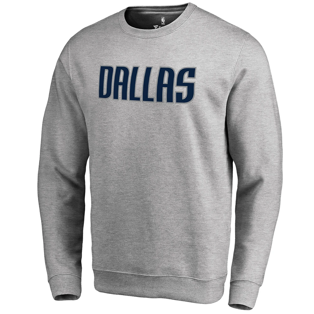 Men's Heathered Gray Dallas Mavericks Wordmark Pullover Sweatshirt