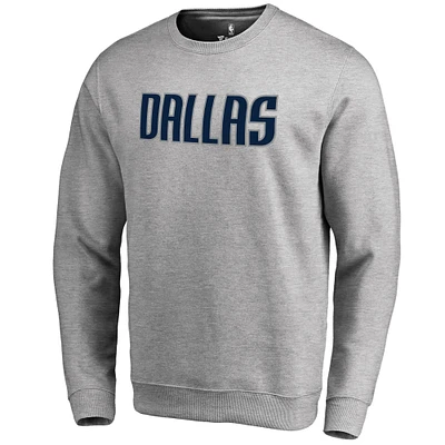 Men's Heathered Gray Dallas Mavericks Wordmark Pullover Sweatshirt