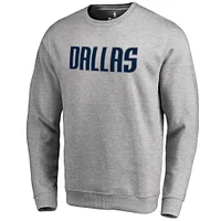 Men's Heathered Gray Dallas Mavericks Wordmark Pullover Sweatshirt