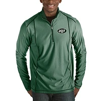 Men's Antigua Heather Green New York Jets Tempo Half-Zip Pullover Jacket