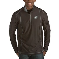 Men's Antigua Heather Black Philadelphia Eagles Tempo Half-Zip Pullover Jacket