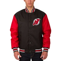 Men's JH Design Black New Jersey Devils Front Hit Poly Twill Jacket