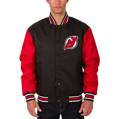 Men's JH Design Black New Jersey Devils Front Hit Poly Twill Jacket