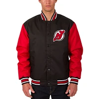 Men's JH Design Black New Jersey Devils Front Hit Poly Twill Jacket