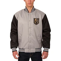 Men's JH Design Gray Vegas Golden Knights Front Hit Poly Twill Jacket