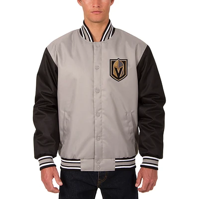 Men's JH Design Gray Vegas Golden Knights Front Hit Poly Twill Jacket