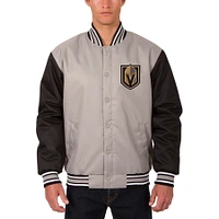 Men's JH Design Gray Vegas Golden Knights Front Hit Poly Twill Jacket