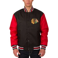 Men's JH Design Black Chicago Blackhawks Front Hit Poly Twill Jacket