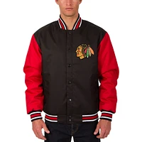 Men's JH Design Black Chicago Blackhawks Front Hit Poly Twill Jacket
