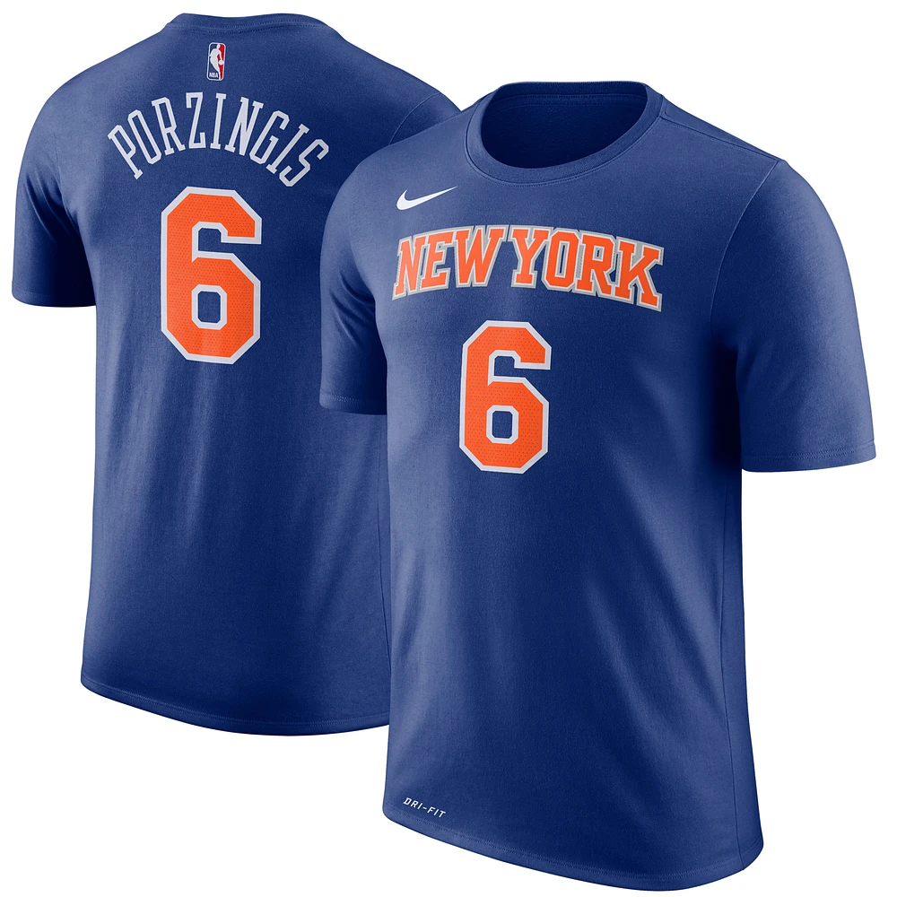 Youth Nike Kristaps Porzingis Blue New York Knicks Name & Number T-Shirt