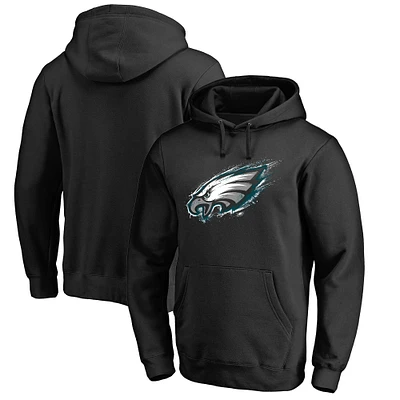 Men's Black Philadelphia Eagles Splatter Logo Pullover Hoodie