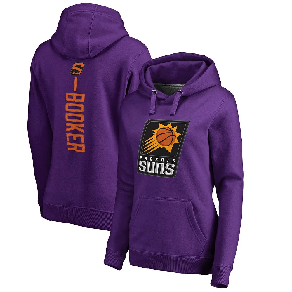 Women's Fanatics Devin Booker Purple Phoenix Suns Backer Name & Number Pullover Hoodie