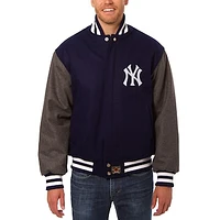 Men's JH Design Navy/Charcoal New York Yankees Wool Full-Button Jacket