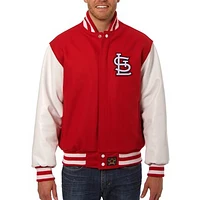 Men's JH Design Red St. Louis Cardinals Wool Leather Full-Snap Jacket