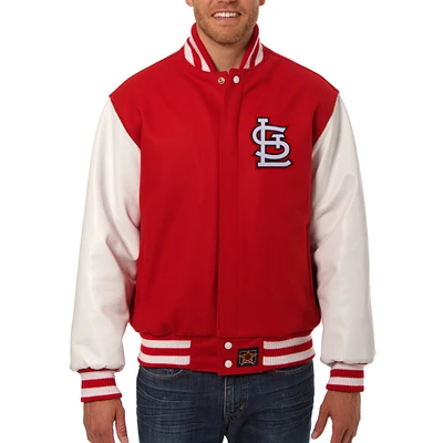 Men's JH Design Red St. Louis Cardinals Wool Leather Full-Snap Jacket
