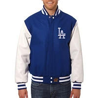 Men's JH Design Royal Los Angeles Dodgers Wool Leather Full-Snap Jacket