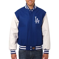Men's JH Design Royal Los Angeles Dodgers Wool Leather Full-Snap Jacket