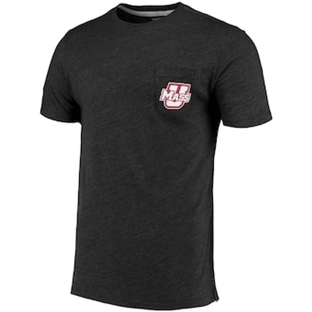 Men's Heathered Charcoal UMass Minutemen Quarterback Pocket Tri-Blend T-Shirt