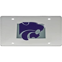 Kansas State Wildcats Acrylic State Shape Silver Mirror License Plate