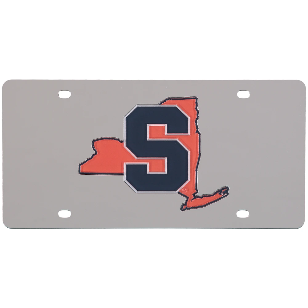 Syracuse Orange Acrylic State Shape Silver Mirror License Plate