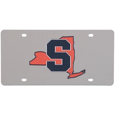 Syracuse Orange Acrylic State Shape Silver Mirror License Plate