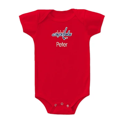 Infant Red Washington Capitals Personalized Bodysuit