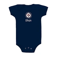 Infant Navy Winnipeg Jets Personalized Bodysuit