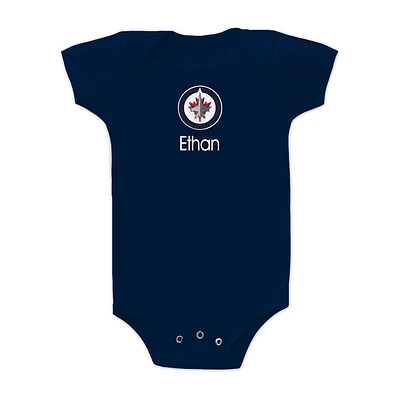 Infant Navy Winnipeg Jets Personalized Bodysuit