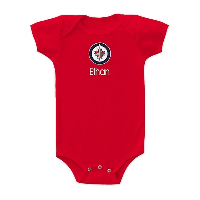 Infant Red Winnipeg Jets Personalized Bodysuit