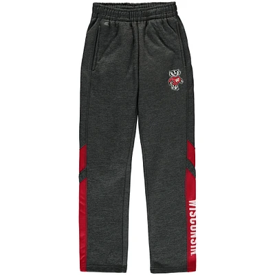 Youth Colosseum Heathered Charcoal Wisconsin Badgers Fleece Pants