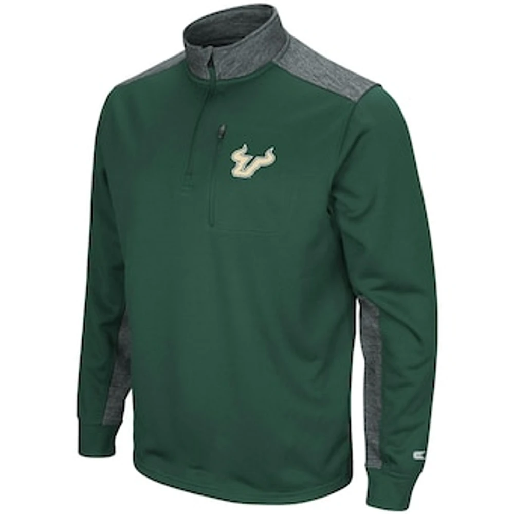 Men's Colosseum Green/Charcoal South Florida Bulls Samir Quarter-Zip Fleece Jacket