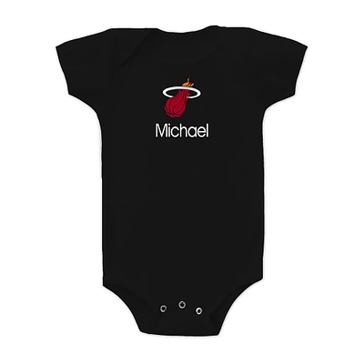 Infant Black Miami Heat Personalized Bodysuit