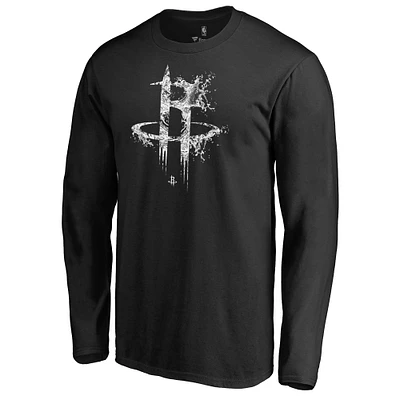 Men's Black Houston Rockets Splash Long Sleeve T-Shirt