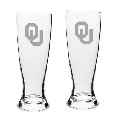 Oklahoma Sooners Set of 2 Stylish University Pilsner Glasses